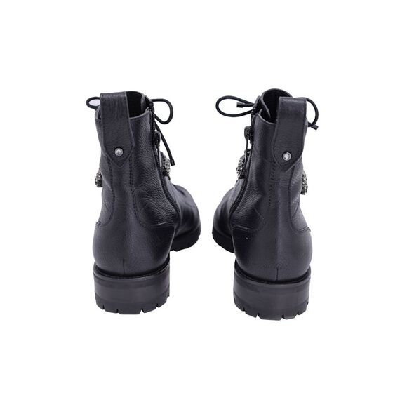 Jimmy Choo Cruz Combat Boots with Crystals in Black Leather - Picture 5 of 7